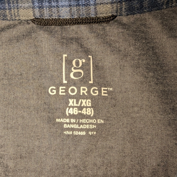George plaid flannel button down shirt - men's XL - blue and gray plaid - Picture 4 of 7
